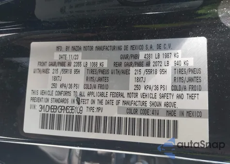 2024 Mazda Cx-30 2.5 S Select Sport z USA, uszkodzony, nr VIN 3MVDMBBM3RM635109